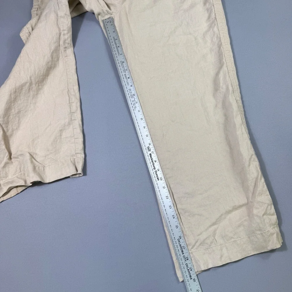 Quince Wide Leg Linen Blend Pants in Light Beige/Cream